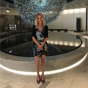 Marciano Teal and Black Patterned Dress